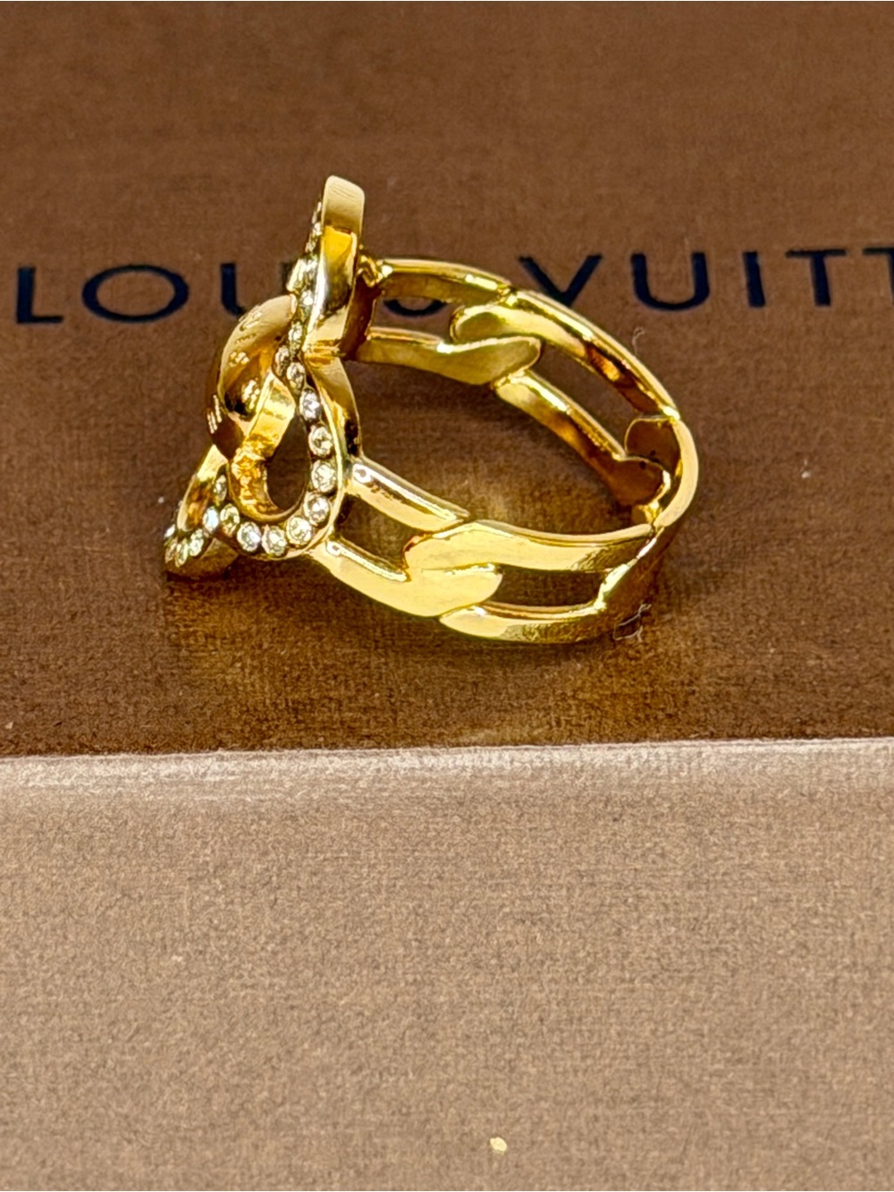 Louis Vuitton Crystal Flower Cocktail Ring | Gold Tone | Size 7 | Full Inclusion - Picture 6 of 8
